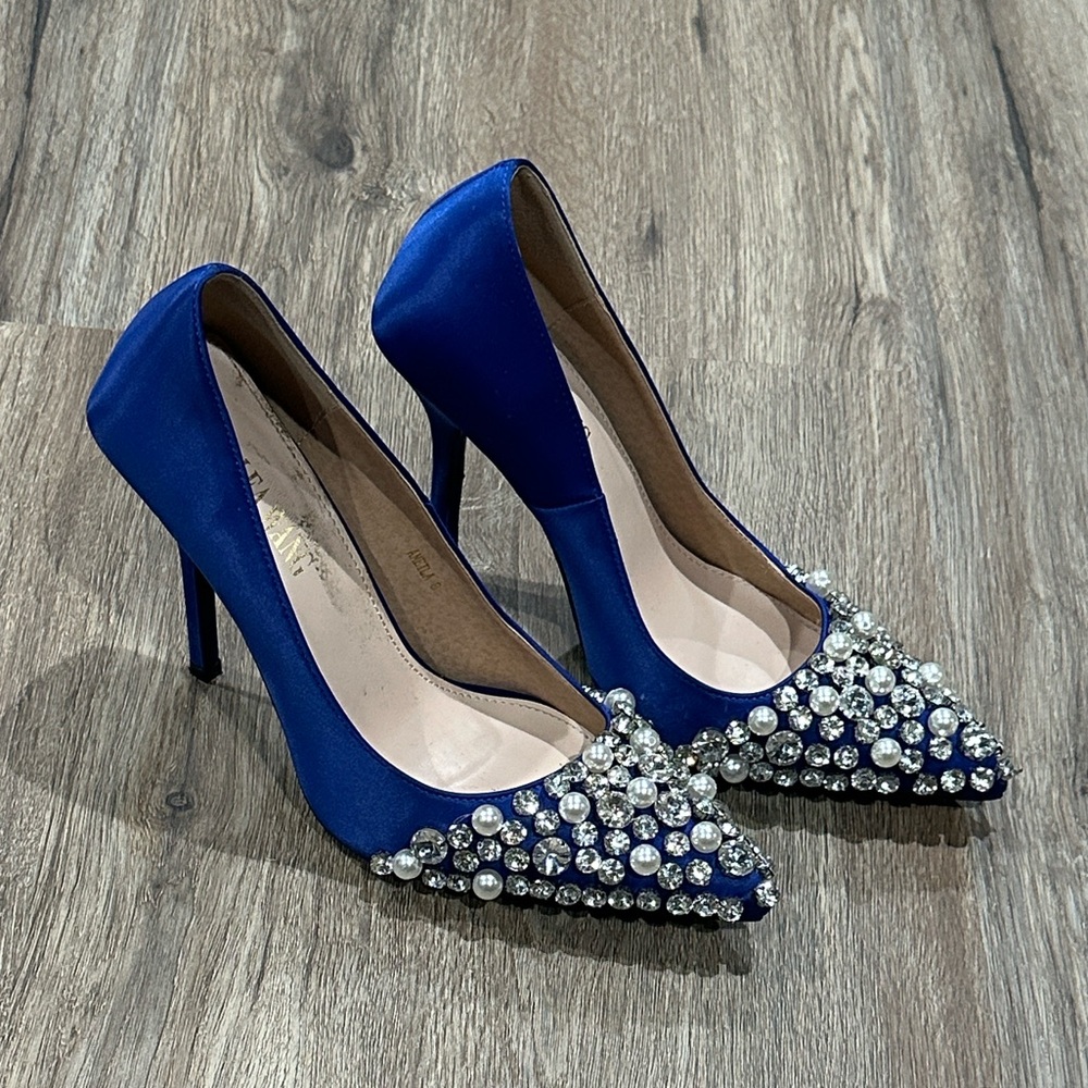 Elegant Blue Embellished Heels